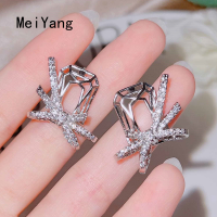 MeiYang เกาหลีแฟชั่นที่ละเอียดอ่อน Cutout Bow ต่างหูสำหรับผู้หญิง Super Fairy Shiny Zircon ต่างหูผีเสื้อ