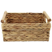 New Storage Basket Made By Water Hyacinth with Wood Handles, Arts and Crafts. (Middle)