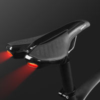 Road Bike Saddle MTB Bicycle Seat With Warning Taillight USB Charging PU Breathable Soft Seat Cushion Mountain Cycling Racing