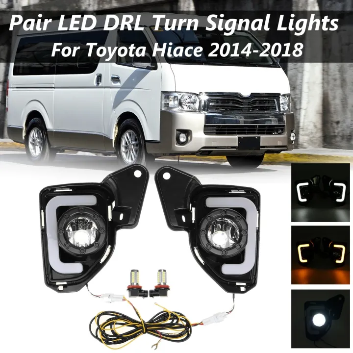 Pair LED DRL Daytime Running Lights Fog Lamps For Toyota Hiace Grandia Commuter With