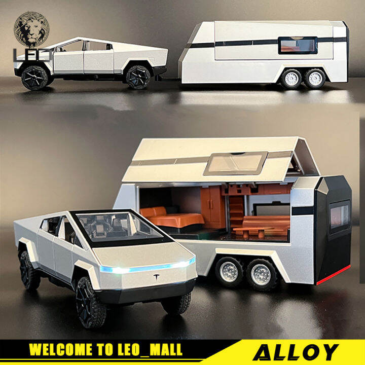 LEO 132 Tesla Cybertruck Pickup RV Metal Diecast Alloy Toy Car Model