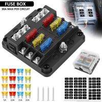 6-Way Fuse Box Car Boat Fuse Box Holder DC 32V Circuit Blades Fuse Block with LED Indicator Lables Car Standard Blade Fuses Box