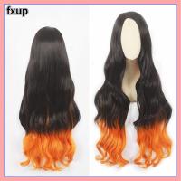 FXUP สีดำไล่ระดับสีส้มการ์ตูนวิกผมผมหยิกโค้งยาว Fahion ผมคอสเพลย์ฮาโลวีน