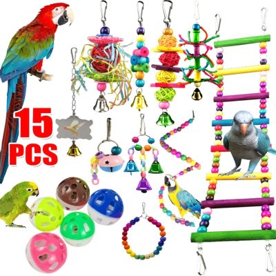 Parrot Toy Kit Bird ของเล่นอุปกรณ์เสริม Bird Cage ของเล่นสำหรับ Parrots Birds Swing Chewing Bird ของเล่น Parrot Bite Toy