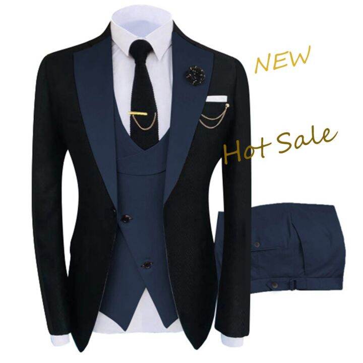 2023-มาใหม่-terno-masculino-slim-fit-blazers-ball-and-groom-suits-for-men-boutique-fashion-wedding-แจ็คเก็ต-เสื้อกั๊ก-กางเกง