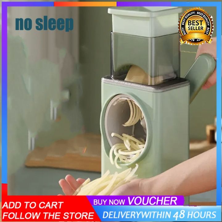 Rotary Cheese Grater Shredder 5-in-1 Tumbling Box Mandoline Vegetable  Julienne Slicer Waffle Cutter Nut Chopper with Handle and Strong Suction  Base