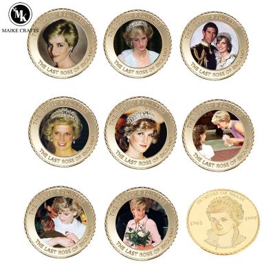 Princess Diana Challenge Coin Gilded Crafts Britains Last Rose Commemorative Coin Decorative Coin Collection Gift