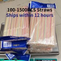 ✽ Hot Sale 100-1500Pcs Disposable Plastic Drinking Straws Multi-colored Striped Bendable Elbow Straws Party Event Alike Supplies