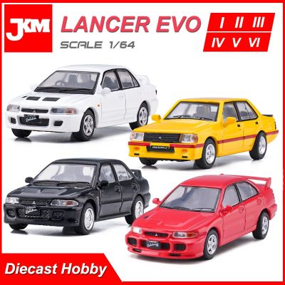 JKM 1/64 Lancer EVO Mini Model Car Alloy Vehicle Six Generations Diecast Hobby Toys with Box Collection for Adults Kids Gifts