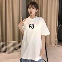 FEAR OF GOD FOG Season 6 FG LOGO Huruf เสื้อยืดคู่ชายและผู้หญิงแขนสั้นรุ่นพื้นฐาน