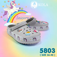 KOLA รองเท้าหัวโต รองเท้าเปิดส้น รองเท้าแตะผู้หญิง รองเท้าแฟชั่น รองเท้าส้นสูงหนา รองเท้าลายการ์ตูน KOLA รุ่น 5803
