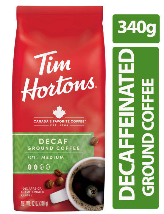 Tim Hortons Decaf / Decaffeinated Medium Roast Ground Coffee 340g