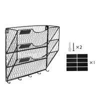 3ชั้นโลหะตาข่ายไฟล์ออแกไนเซอร์ที่ใส่แขวนชั้นวางจดหมายด้วยตะขอจดหมายเอกสารนิตยสารสำนักงานเรียงลำดับถัง