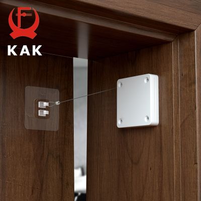 ™♛ KAK Simple Door Closer Punchfree Sticker Automatic Door Closer Soft Closing Door Device Sliding Door Hardware 500-1000g Tension