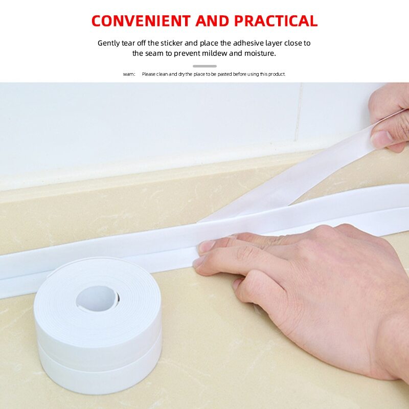 {Deli tape} Bathroom Kitchen Sealing Strip Tape PVC Waterproof Wall Sticker Self Adaptive Sink Crack Bathtub Corner Sealant