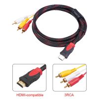 HDMI 1.5M-Kompatibel-Kompatibel dengan Konektor Konverter Adaptor Kabel AV Video Audio 3RCA untuk Set-Box TV Laptop DVD