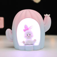 New Cactus Small Night Lamp Hipster Plant Decoration Cartoon Cute Rabbit Star Light Student Bedroom Decoration