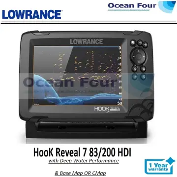 Lowrance Hook Reveal 7 83/200 with Deep Water Performance, Base Map OR CMap  (FREE 32 GB msd card-for Genesis Live features)