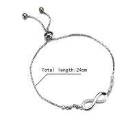 Adjustable Silver Infinity Friendship Bridesmaid celet Cubic Zircon Crystal