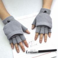 Knitted Flip Cover Half Gloves Men Student Warmer Mittens Female Cycling New