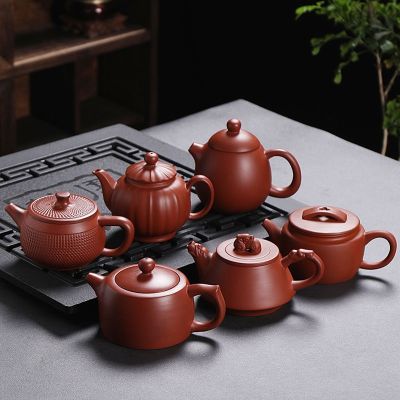 หม้อทรายสีม่วงแร่ดิบกาน้ำชา Zhuni Xishi หม้อกรองความจุมากกาน้ำชาเซรามิคหม้อโบราณชุดชา