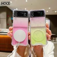 HOCE เคสโทรศัพท์แวววาวแวววาวเป็นประกายไล่ระดับสีสำหรับ Samsung Galaxy Z พลิก4 ZFlip3 ZFlip4 5G แววนิ่มโปร่งใสเคสกันกระแทก