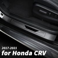 สติกเกอร์การตัดแต่งข้อศอกสแตนเลสสำหรับ Honda CRV 2017 2018 2019 2020 2021เตะประตูแผ่นแสดงการต้อนรับรถยนต์อุปกรณ์ภายนอก