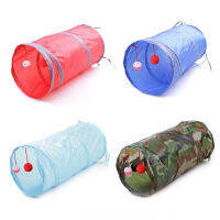 7 colors Foldable Cat Toy Tunnel ring paper two-way tunnel with hanging two balls for cat Kitten playing drill bucket