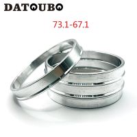 สวิตช์/DATOUBO 4ชิ้นวัสดุอลูมิเนียมสีเงินล้อรถยนต์73.1มม.-วงแหวนศูนย์กลาง67.1มม. อุปกรณ์เสริมรถยนต์73.1แหวนศูนย์กลาง67.1