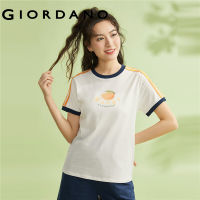 HOT”Giordano ผู้หญิง เสื้อแขนสั้นคอกลมพิมพ์ผลไม้ผ้าฝ้ายชนสี Free Shipping 05322398