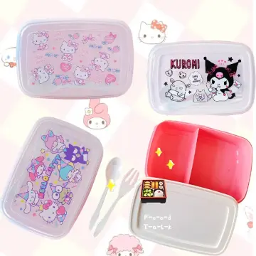 Sanrio Kawaii Cinnamoroll Bento Box Cartoon Glass Compartment Lunch Box  Fruit Fresh Box with Lid Food Storage Box Cute Lunch Box