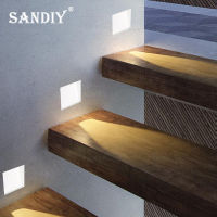 SANDIY Wall Lamp Recessed Night Light Sensor Sconce Frameless Luminarie for Staircase Ladder Kitchen Home Decor White 110V220V