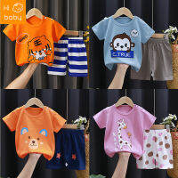 Childrens Short-Sleeved Suit Summer Pure Cotton Boys Korean Style Clothes T-shirt Summer Baby Clothes