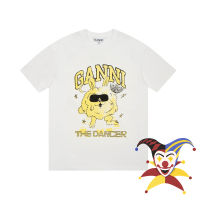 เสื้อยืดสีขาว GANNI THE DANCER เสื้อยืดผู้ชายผู้หญิงคุณภาพสูง T เสื้อ2023ss Tees