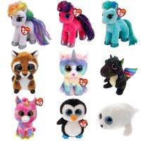 40 Style Ty Cute Animal Plush Toy Doll Big Eye Owl Dinosaur Unicorn Pony Bat Fox 15cm Soft Stuffed Plush Collectible Toys Gift