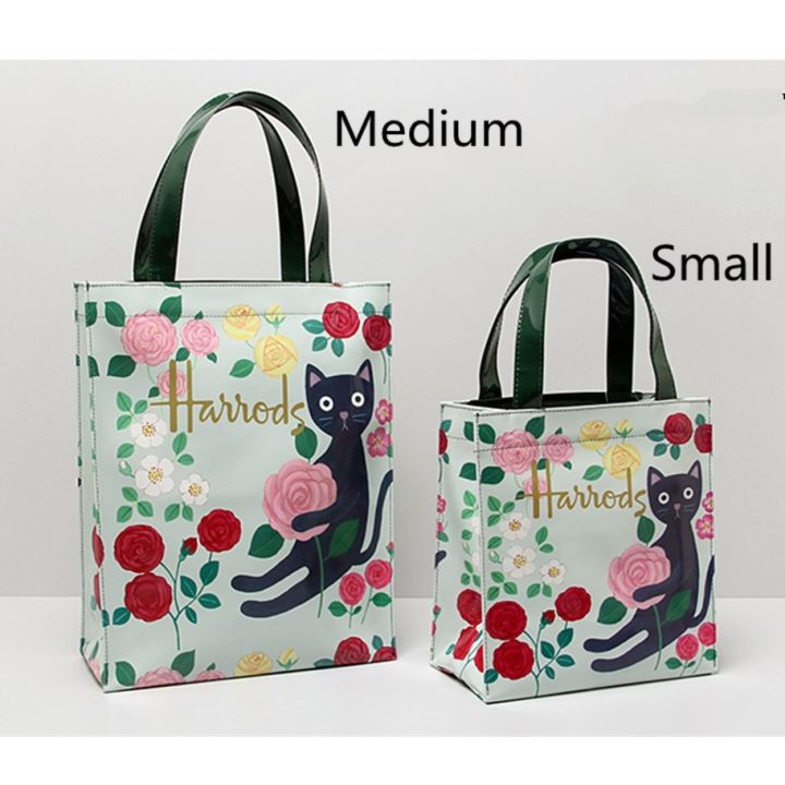 harrods-european-style-british-flower-cat-waterproof-pvc-shopper-bag-waterproof-handbag
