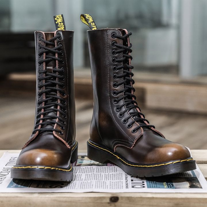 พร้อมสต็อกดร-martens-นิวอิงแลนด์14หลุมคลาสสิกมาร์ตินรองเท้าหนังสูงด้านบนรองเท้ากลางแจ้งรองเท้าทหารรองเท้ารถจักรยานยนต์-myou