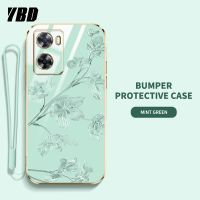 YBDเคสโทรศัพท์ดีไซน์ใหม่สำหรับ OPPO A57 4G 2022 A57S A57e A77S A77 4G เคสคุณภาพสูงฝาหลังลายดอกไม้ดอกไม้สไตล์หรูหราพร้อมฟรีสายคล้องดอกไม้