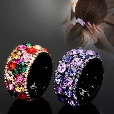 Korean Rhinestone Buckle hair circle crystal diamond horsetail buckle headdress fashion hair accessories