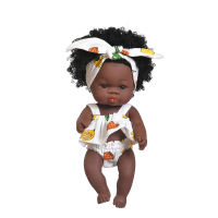 American Reborn Black Doll 35cm African Reborn Doll Girl Handmade Silicone Soft Baby Bath Play Toy Childrens Toy Christmas Gift