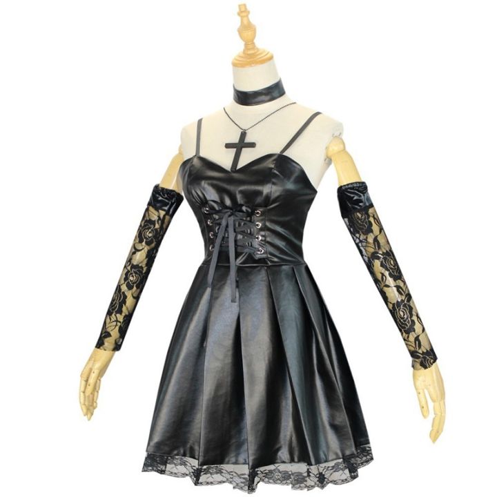 anime-death-note-misa-amane-cosplay-costume-imitation-leather-sexy-tube-tops-lace-dress-uniform-outfit-roal-play-wig-cos-clothes