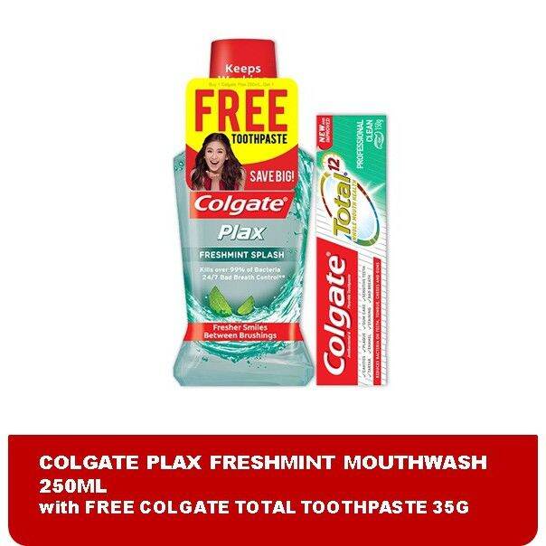 COLGATE PLAX FRESHMINT MOUTHWASH 250ML with FREE COLGATE TOTAL