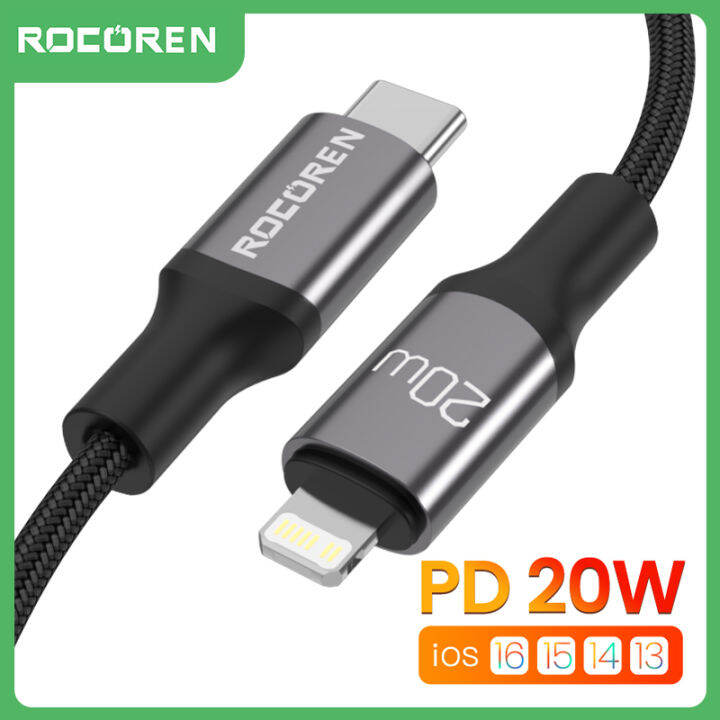Rocoren PD 20W USB C to Lightning Cable for iPhone 14 13 12 Pro Max X XR Mini Fast Charging
