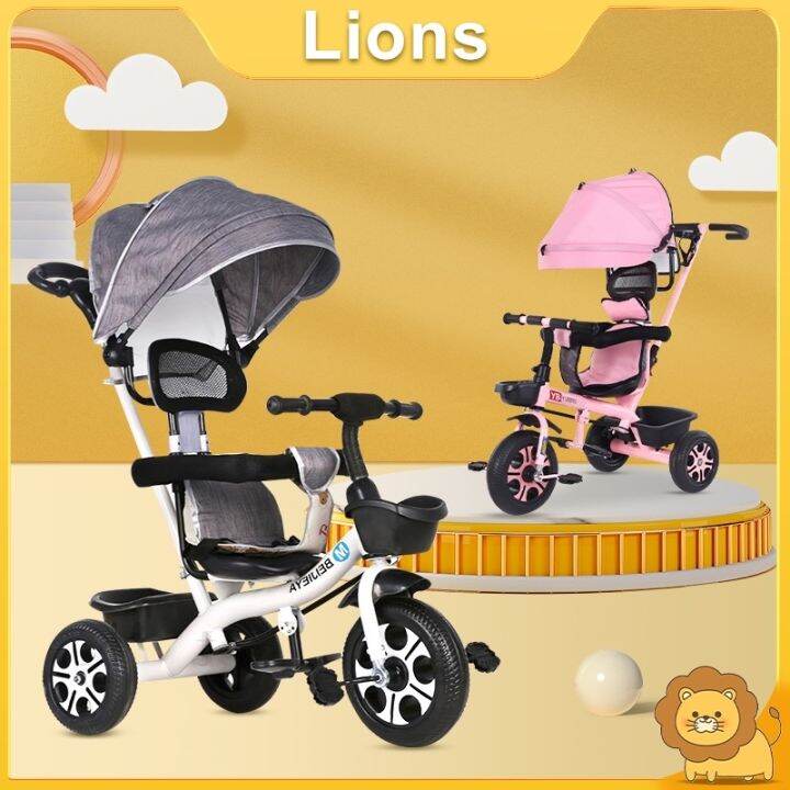 【COD4】 4in1 Stroller Bike For Kids 3 Wheels Trolley Baby With Canopy