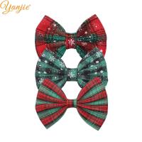 202112pcslot Christmas 5" Hair Bows Barrette Floral Plaid Snow Stripe Hair Clips For Women DIY Girls Hair Accessories Party Mujer