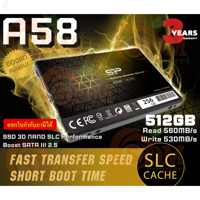 ลด 50% (พร้อมส่ง)(512GB) SSD (เอสเอสดี) SILICON POWER A58 3D NAND SATA III 2.5" Performance Boost 560/530MB/s - 3Y(ขายดี)