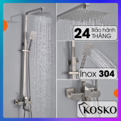 Bộ sen cây tắm đứng nóng lạnh inox 304 Kosko Vuông KV-820 (Bảo hành 2 năm - 1 đổi 1 trong vòng 7 ngày), sen cây tắm đứng - sen cây inox - vòi sen tăng áp - vòi sen tắm