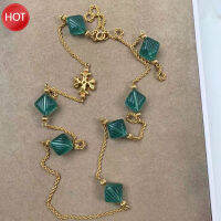 Tory Burch Candy Green Square สร้อยคอยาวฤดูใบไม้ร่วงใหม่เสื้อกันหนาว Chain【high-quality】