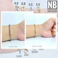 226 สร้อยข้อมือสแตนเลสแท้ กว้าง 5.5 สี Gold และสี silver ตะขอก้ามปู หญิงและชาย ไม่ลอกไม่ดำใสติดตัวหรือใส่อาบน้ำได้ งานเกรด A