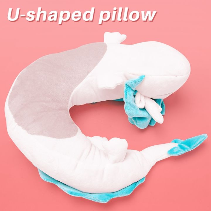 cute-white-dragon-neck-pillow-japanese-animation-plush-animal-neck-pillow-animal-body-flying-pillow-with-sleep-goggles